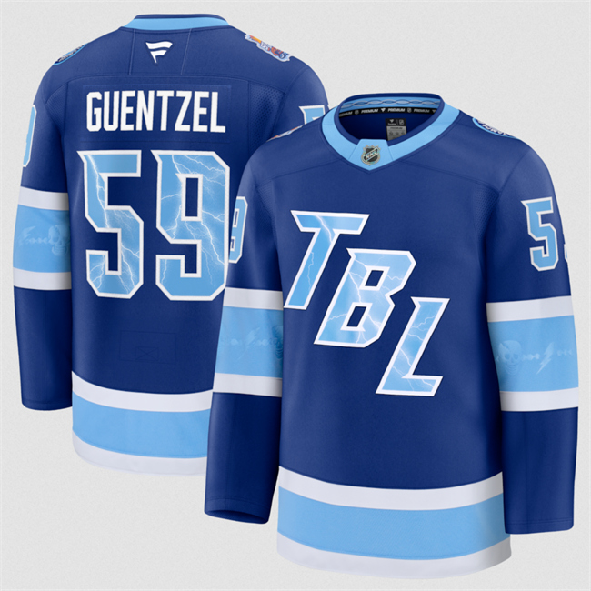 Men's Tampa Bay Lightning #59 Jake Guentzel Blue 2026 Stadium Series Stitched Jersey